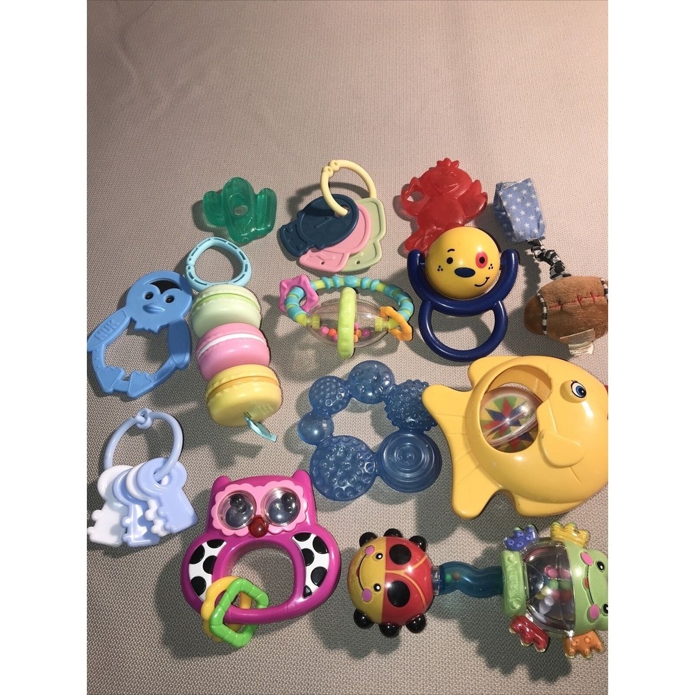 Lot 13 Baby Toys Rattles Teethers Fish Jingle Musical Sensory Fisher Price Nuk